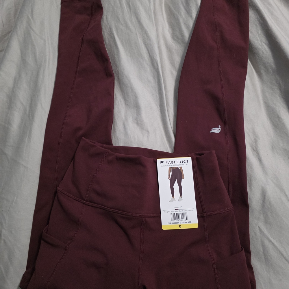 Fabletics Women's Deep Maroon Leggings - Picture 4 of 4